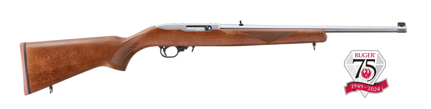 Rifles 10/22 75TH ANNIVERSARY 22LR 10RD WALN/STAINLESS In-store pick up