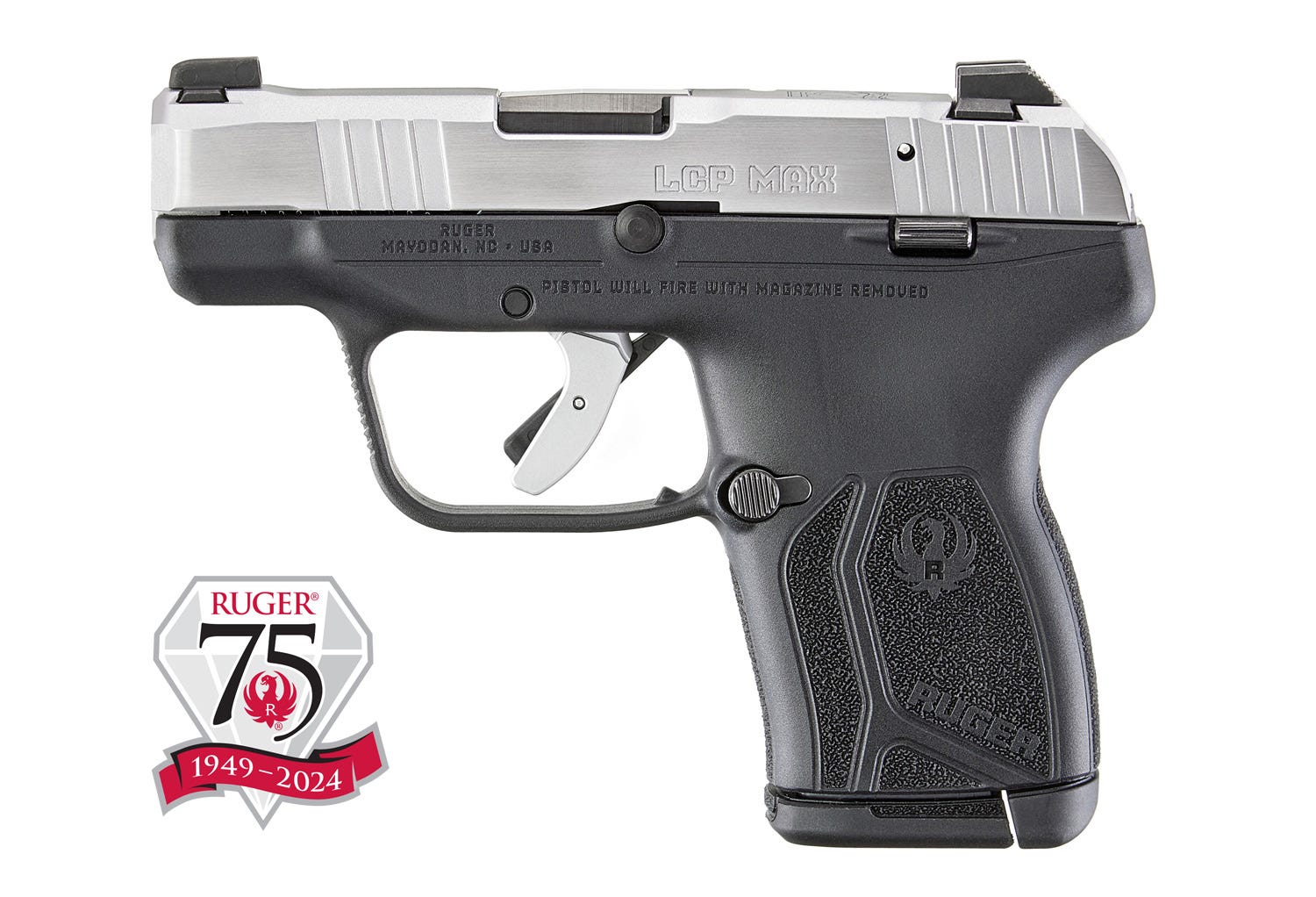 Pistols LCP MAX 380ACP 10RD BK/SV 75th Anniv In-store pick up