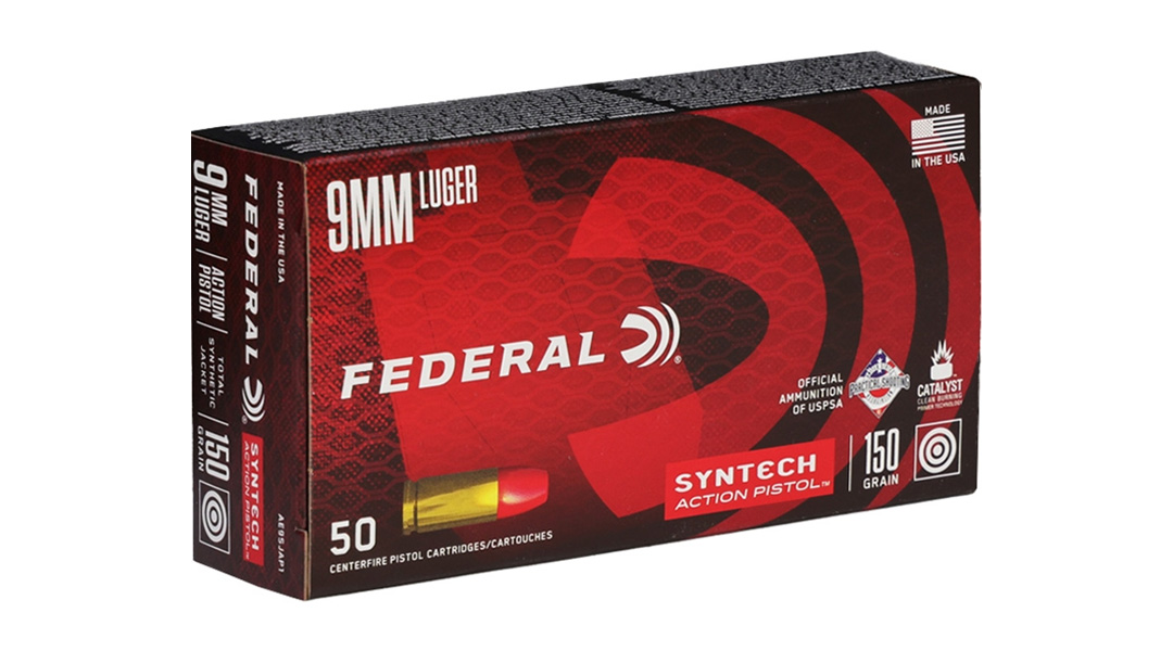 FEDERAL SYNTECH 9MM AMMO | 150GR TSJ FLAT NOSE | 50RD BOX