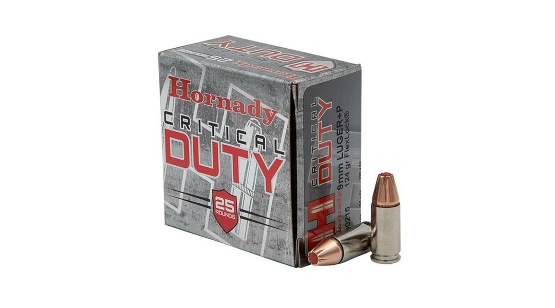 HORNADY CRITICAL DUTY 9MM+P AMMO | 124GR FlexLock | 25RD BOX