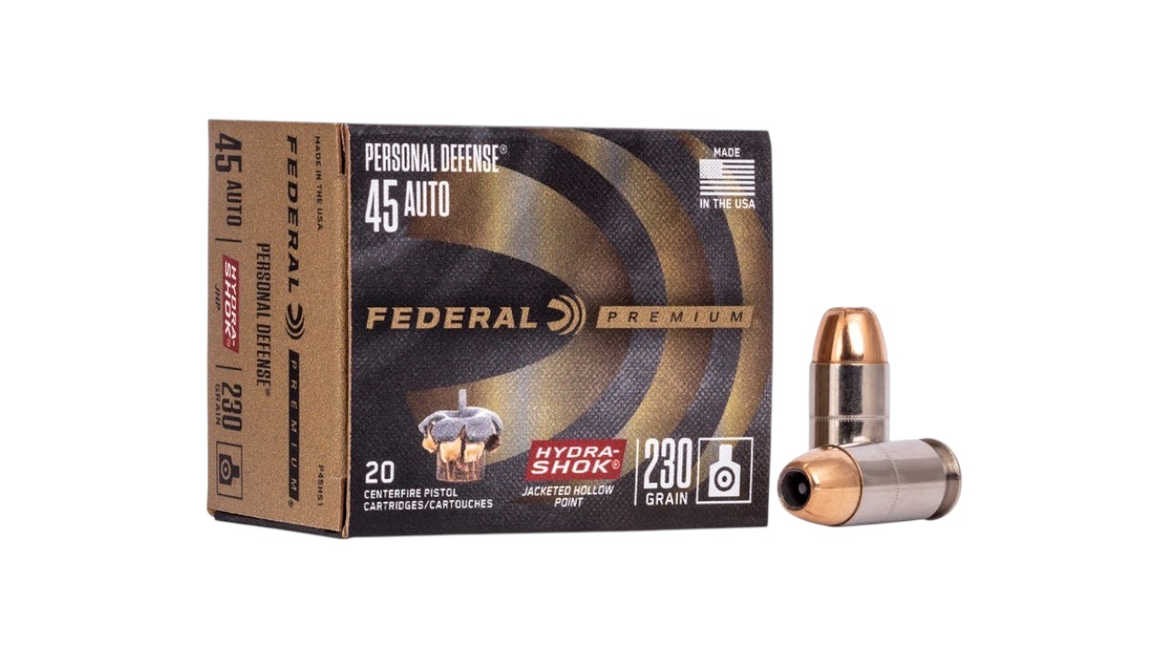 FEDERAL PREMIUM DEFENSE HYDRA-SHOK .45ACP 230GR JHP 20RD