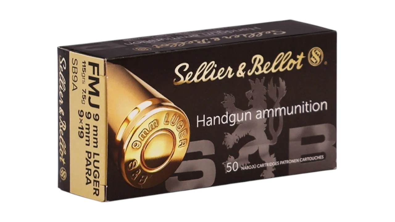 SELLIER & BELLOT SB9A 9MM AMMO | 115GR FMJ | 50RD BOX