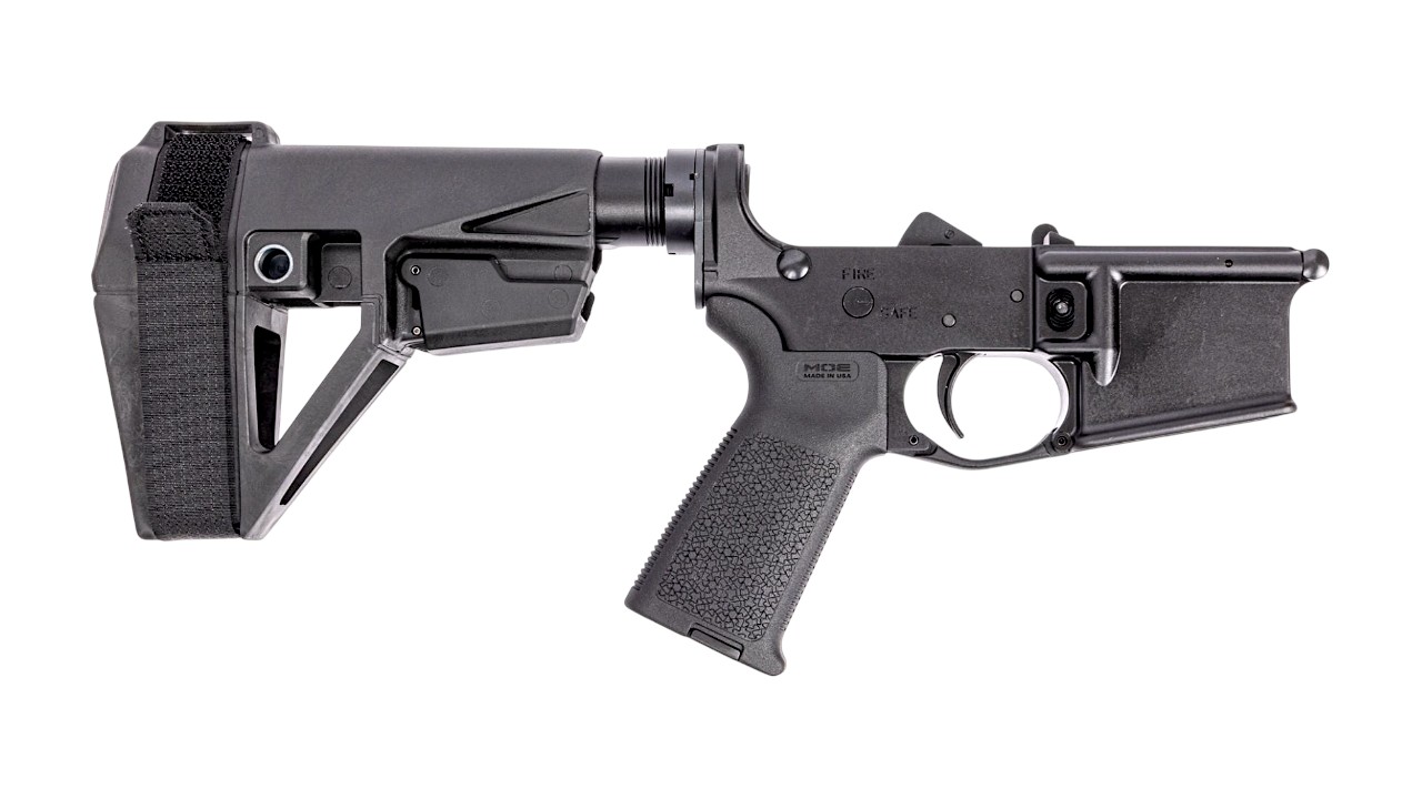 PSA PA-15 MOE COMPLETE AR PISTOL LOWER W/ SBA5 BRACE | BLACK